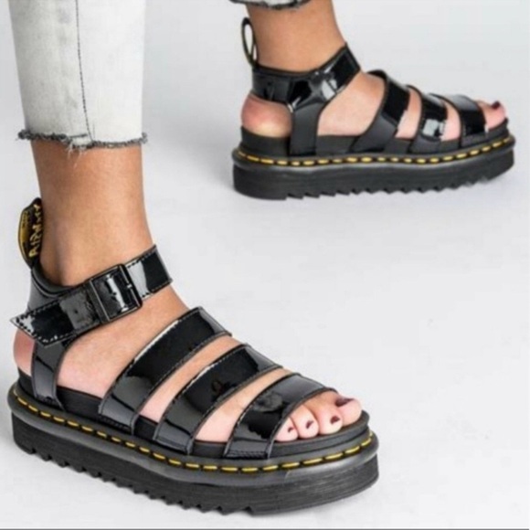 DR MARTENS Blaire patent leather‎ gladiator sandal Sz 8 - Picture 1 of 14